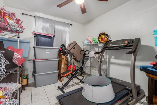 2207 N 53rd Ave, Phoenix, AZ 85035 - exercise area featuring tile patterned flooring and a ceiling fan