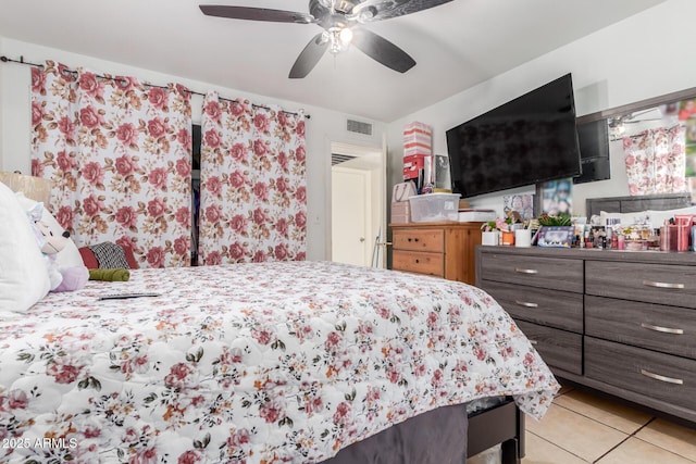 2207 N 53rd Ave, Phoenix, AZ 85035 - bedroom featuring light tile patterned floors, ceiling fan, and visible vents