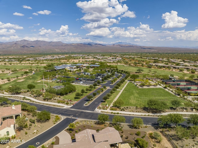 bird's eye view featuring a residential view and a mountain view