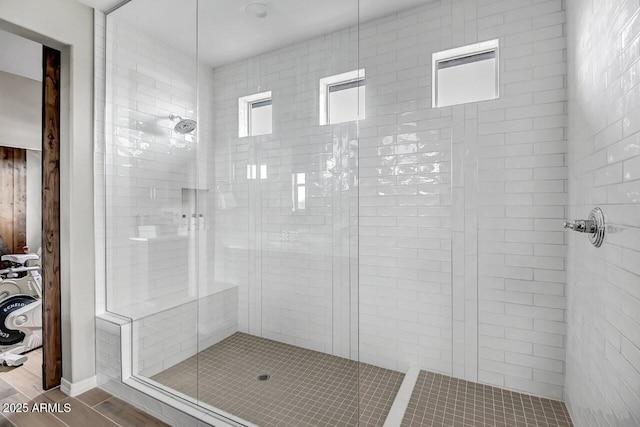 bathroom featuring walk in shower