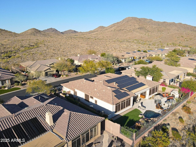 birds eye view of property featuring a residential view and a mountain view