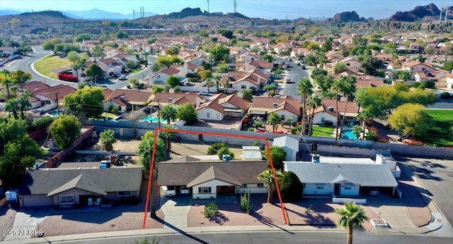 bird's eye view featuring a mountain view