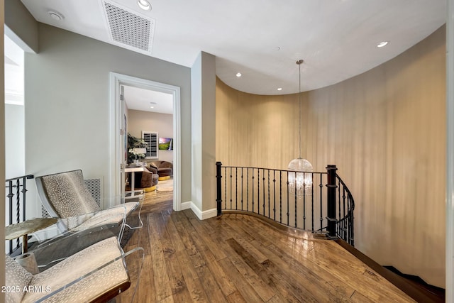 18927 N 101st St, Scottsdale, AZ 85255 - hallway featuring an upstairs landing, dark wood finished floors, recessed lighting, and baseboards