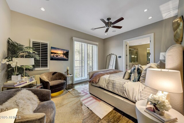 18927 N 101st St, Scottsdale, AZ 85255 - bedroom with recessed lighting, ceiling fan, and wood finished floors