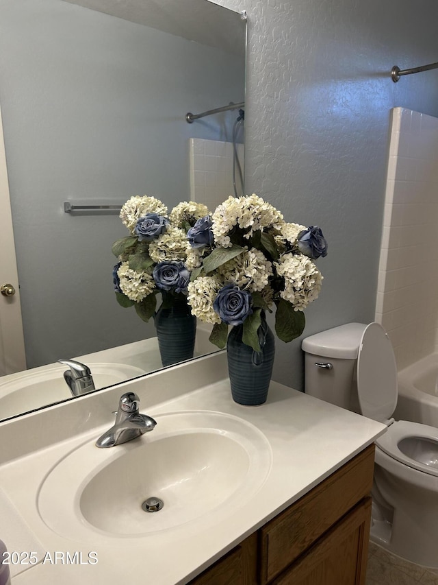 bathroom with toilet and vanity