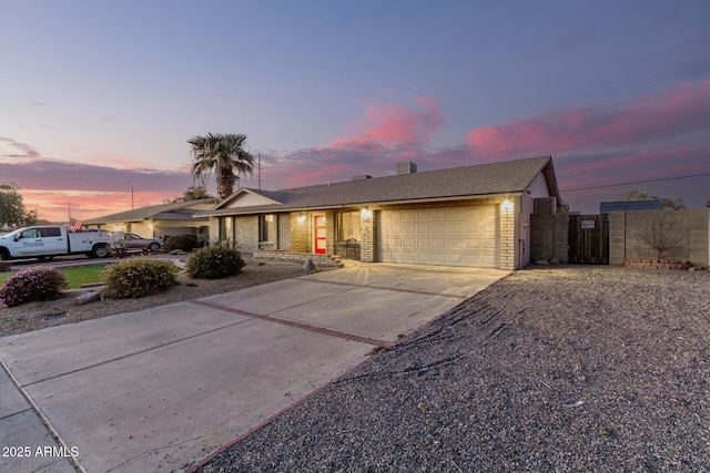 single story home with a garage