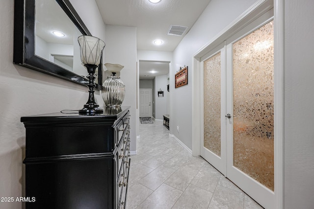 hallway with french doors