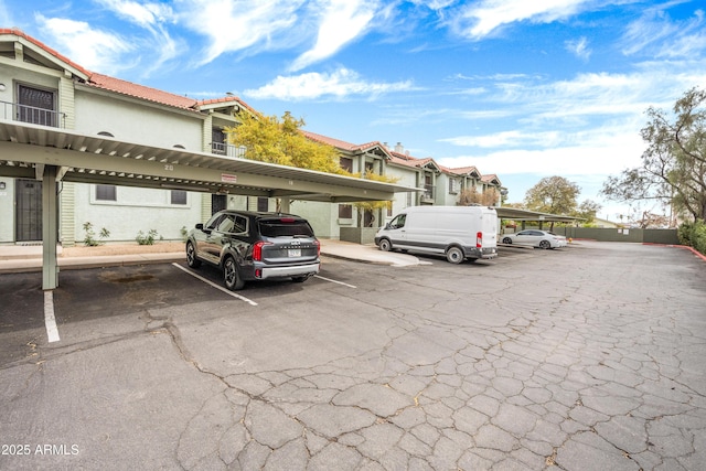 view of covered parking lot