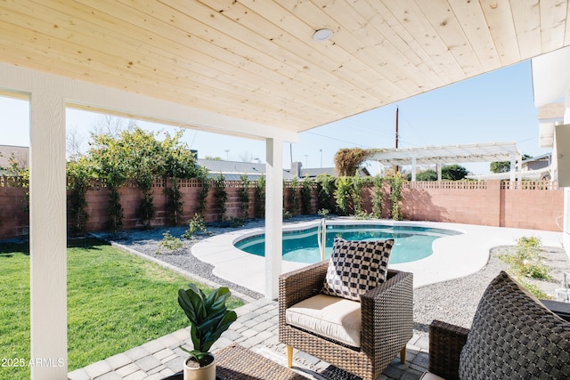 view of swimming pool with a pergola and a patio area