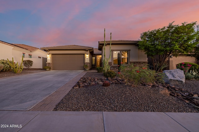 view of front of house with a garage