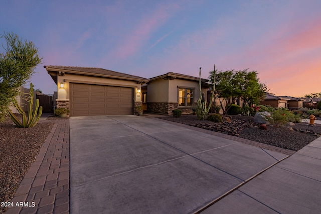 view of front of house with a garage