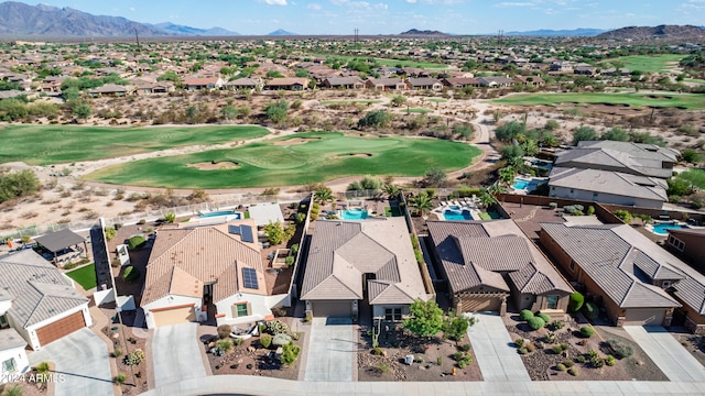 bird's eye view with a mountain view