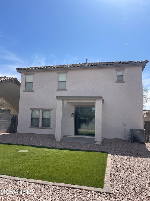 29891 N Desert Angel Dr, San Tan Valley, AZ 85143 - rear view of property featuring central air condition unit and stucco siding