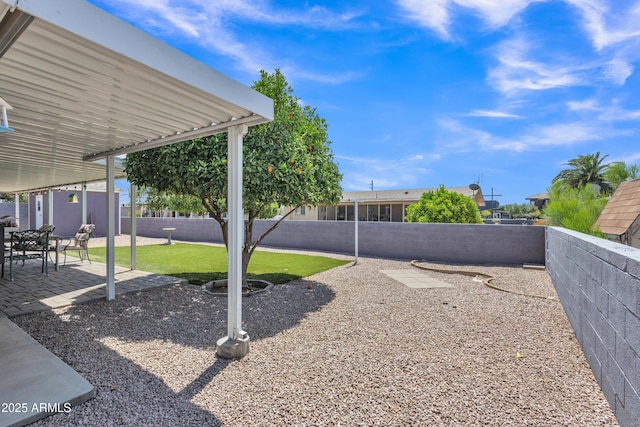 view of yard featuring a fenced backyard and a patio area