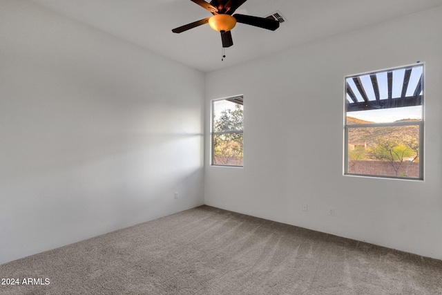 empty room with carpet and ceiling fan