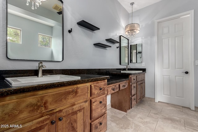 1407 E Artemis Trl, San Tan Valley, AZ 85140 - bathroom with a sink, an inviting chandelier, and double vanity