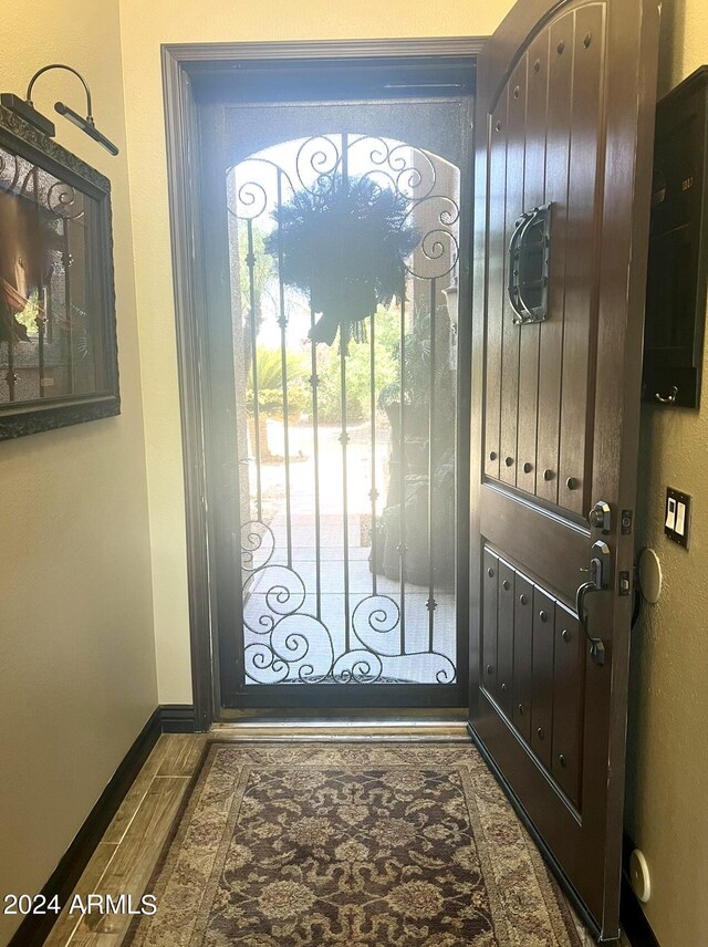 entryway with mail boxes