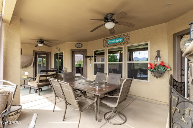 view of patio with ceiling fan