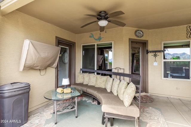 view of patio / terrace featuring ceiling fan