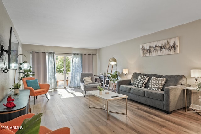 living room with wood-type flooring