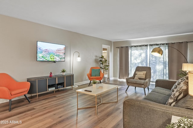 living room with wood-type flooring