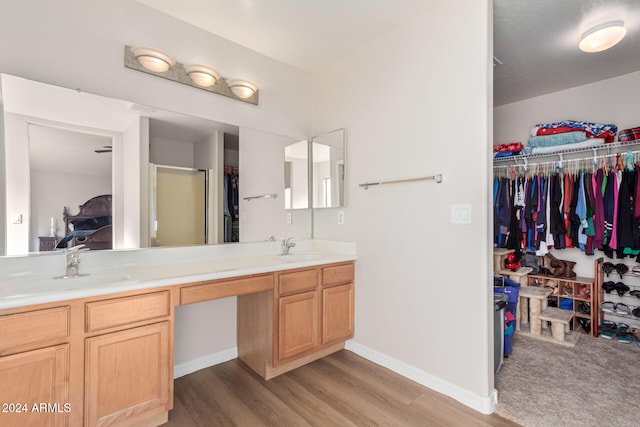 bathroom featuring wood-type flooring and vanity