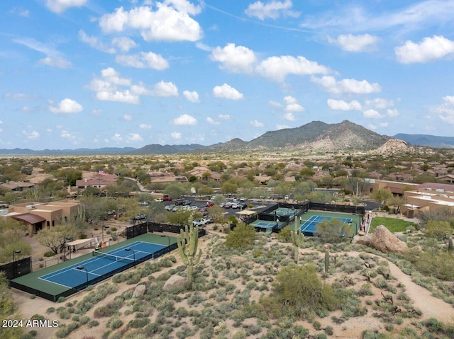 drone / aerial view with a mountain view