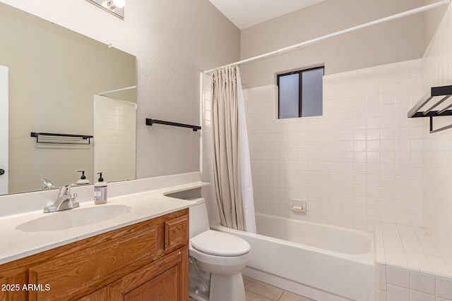14602 N 63rd Pl, Scottsdale, AZ 85254 - full bath with toilet, shower / tub combo, vanity, and tile patterned flooring