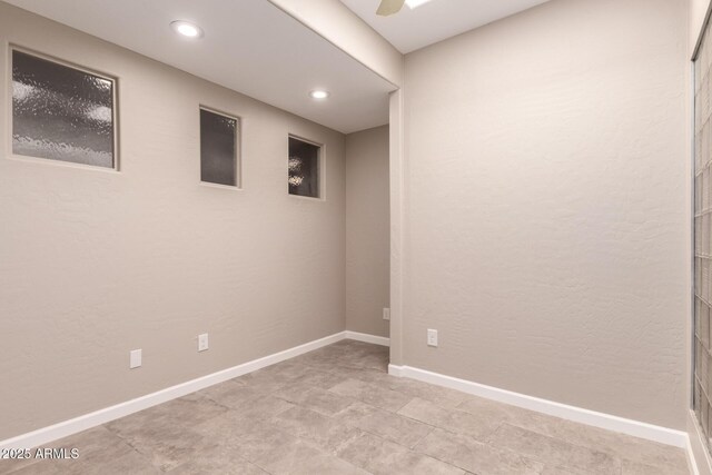 14602 N 63rd Pl, Scottsdale, AZ 85254 - unfurnished room with recessed lighting, baseboards, ceiling fan, and light tile patterned flooring