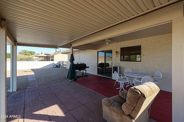 view of patio with ceiling fan