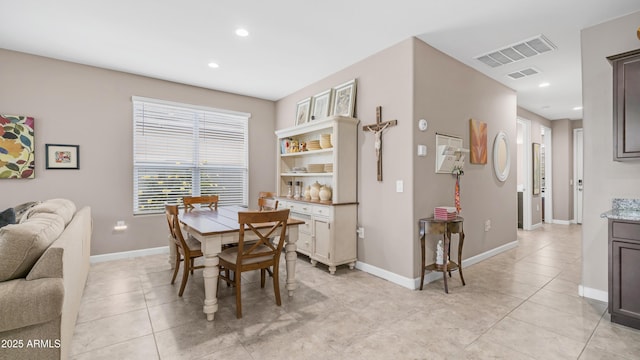37820 W San Sisto Ave, Maricopa, AZ 85138 - dining area with recessed lighting, visible vents, baseboards, and light tile patterned flooring