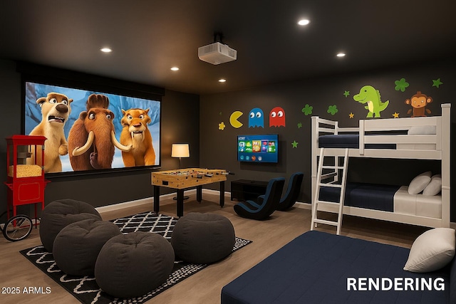 8214 E Northland Dr, Scottsdale, AZ 85251 - cinema room featuring wood finished floors, recessed lighting, and baseboards