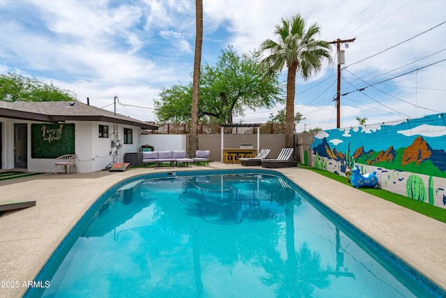 8214 E Northland Dr, Scottsdale, AZ 85251 - view of swimming pool with outdoor lounge area, a fenced backyard, and a patio area