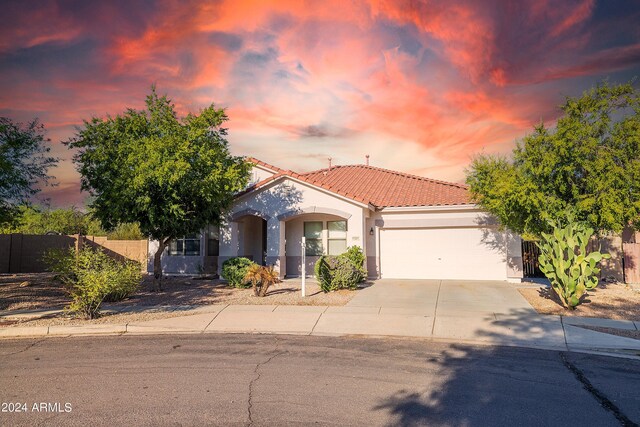 view of front of property with a garage