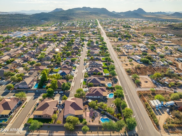 aerial view with a mountain view