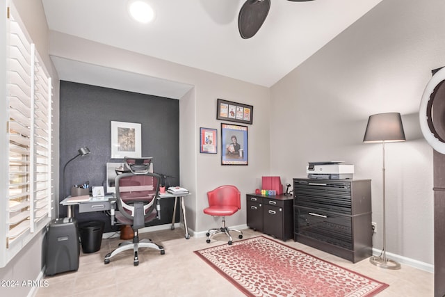 office featuring vaulted ceiling