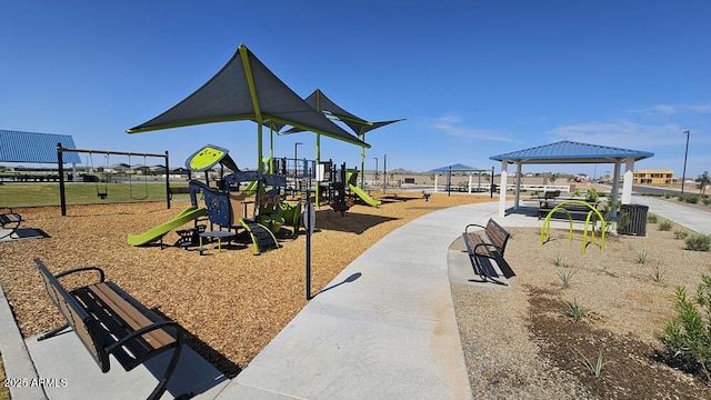 community jungle gym featuring a gazebo