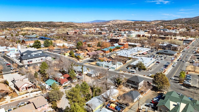 birds eye view of property featuring a residential view and a mountain view