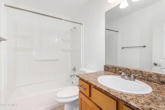 full bathroom featuring vanity, toilet, and tub / shower combination