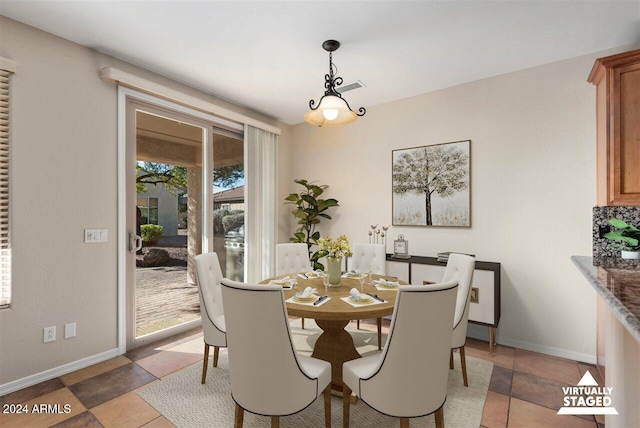 dining room with light tile patterned floors