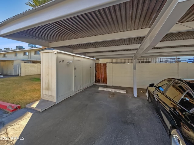 garage with a carport