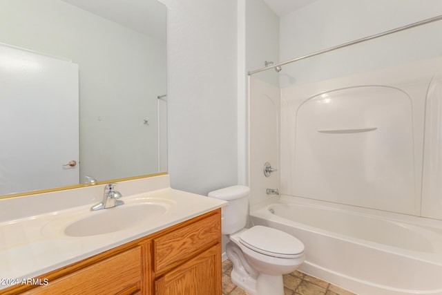 full bathroom featuring vanity, toilet, and shower / tub combination