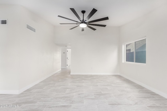 spare room featuring ceiling fan