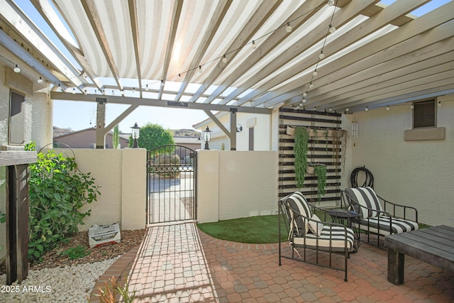 view of patio / terrace featuring a pergola