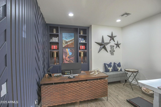 home office featuring wood-type flooring