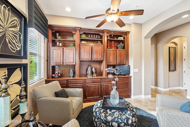 home office featuring ceiling fan