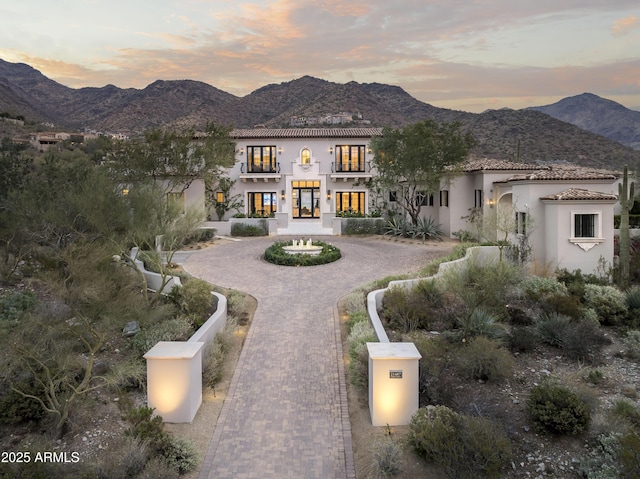 exterior space featuring a mountain view