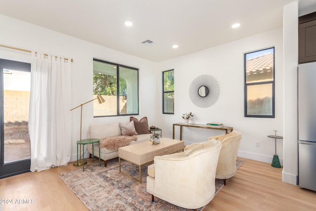 sitting room with light wood-type flooring