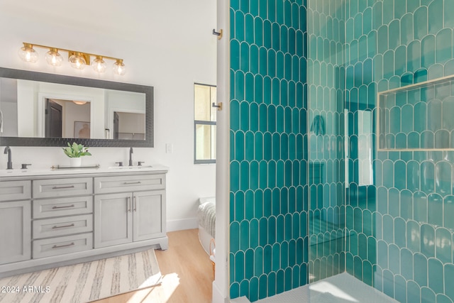 bathroom featuring vanity and wood-type flooring