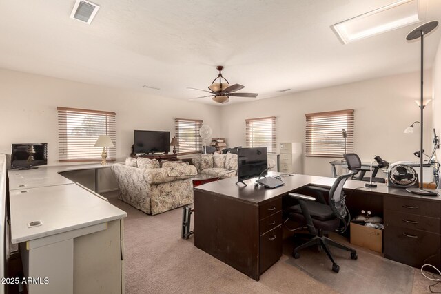 13001 W Bloomfield Rd, El Mirage, AZ 85335 - office area featuring a wealth of natural light, visible vents, light colored carpet, and a ceiling fan